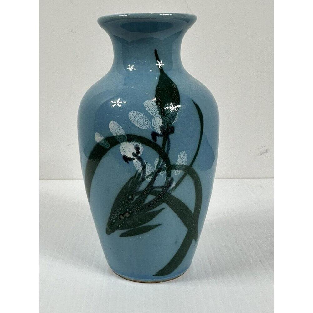 Vintage Jasco Asian Hand Painted Floral Vase Mid Century‎ Modern Abstract